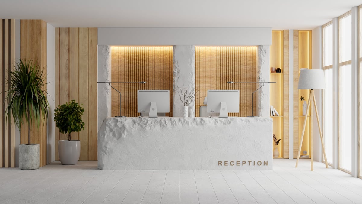 Stylish modern hotel reception and lobby